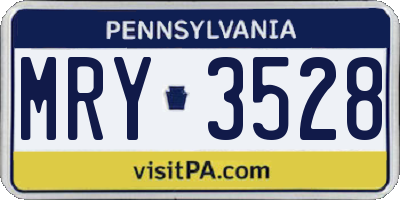 PA license plate MRY3528