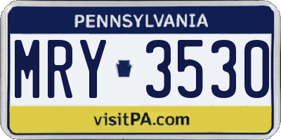 PA license plate MRY3530