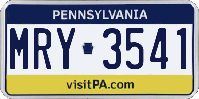 PA license plate MRY3541