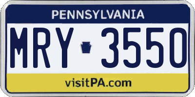 PA license plate MRY3550
