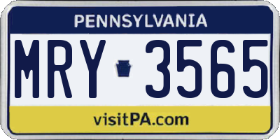 PA license plate MRY3565
