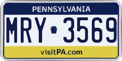 PA license plate MRY3569