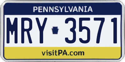 PA license plate MRY3571