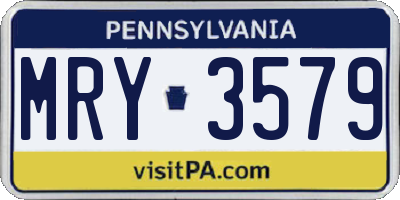 PA license plate MRY3579