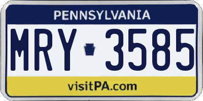 PA license plate MRY3585