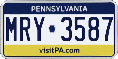 PA license plate MRY3587
