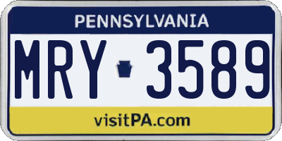 PA license plate MRY3589