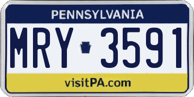 PA license plate MRY3591