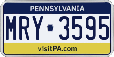 PA license plate MRY3595