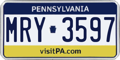 PA license plate MRY3597