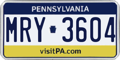 PA license plate MRY3604