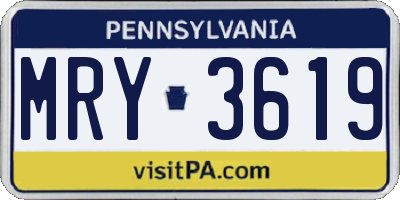 PA license plate MRY3619