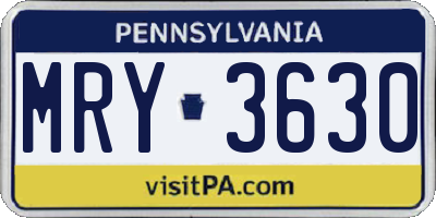 PA license plate MRY3630