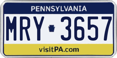 PA license plate MRY3657