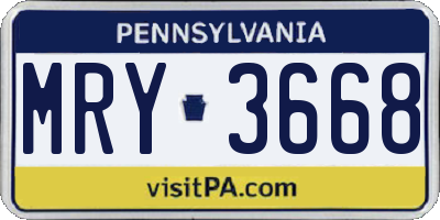 PA license plate MRY3668