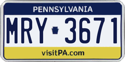 PA license plate MRY3671