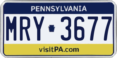 PA license plate MRY3677