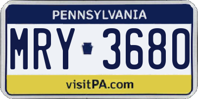 PA license plate MRY3680