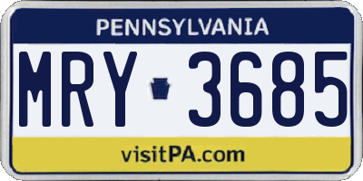 PA license plate MRY3685