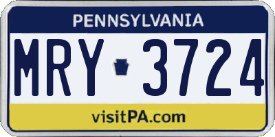 PA license plate MRY3724