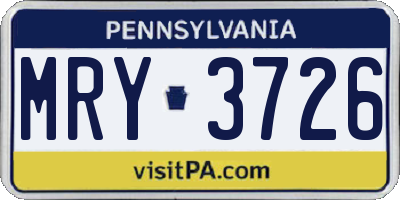 PA license plate MRY3726