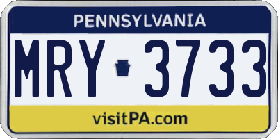 PA license plate MRY3733