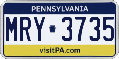 PA license plate MRY3735