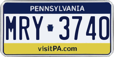 PA license plate MRY3740