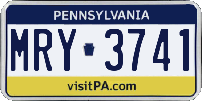 PA license plate MRY3741