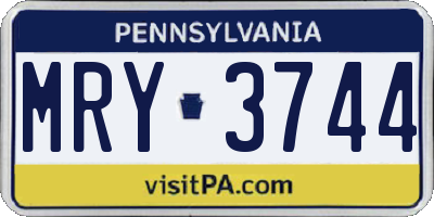 PA license plate MRY3744