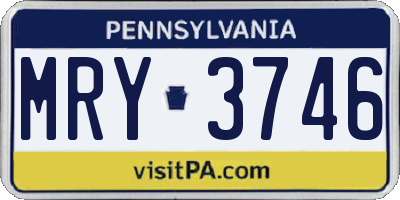 PA license plate MRY3746