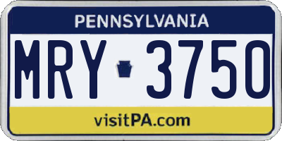 PA license plate MRY3750