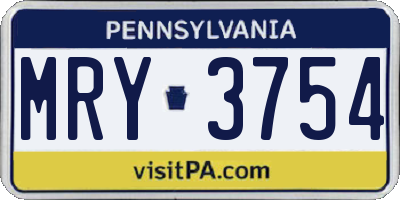 PA license plate MRY3754
