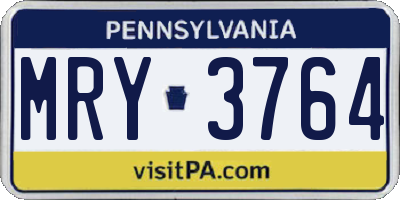 PA license plate MRY3764
