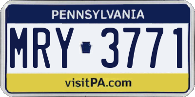 PA license plate MRY3771