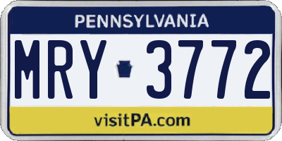 PA license plate MRY3772