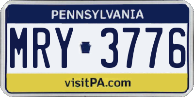 PA license plate MRY3776