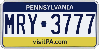 PA license plate MRY3777