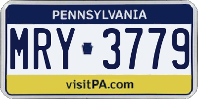 PA license plate MRY3779
