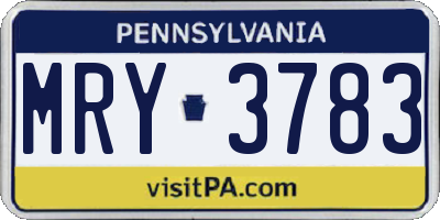 PA license plate MRY3783