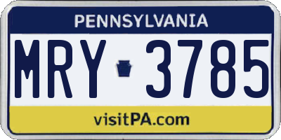 PA license plate MRY3785