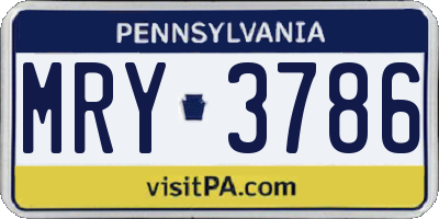 PA license plate MRY3786