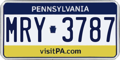 PA license plate MRY3787