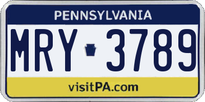 PA license plate MRY3789