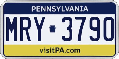 PA license plate MRY3790