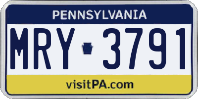 PA license plate MRY3791