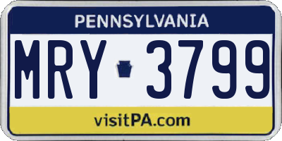 PA license plate MRY3799