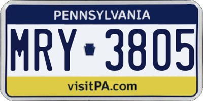 PA license plate MRY3805