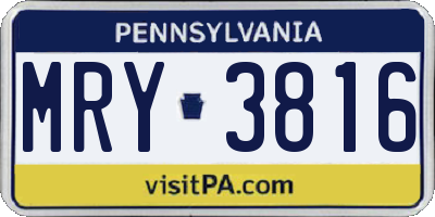 PA license plate MRY3816