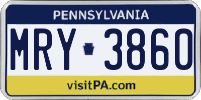 PA license plate MRY3860